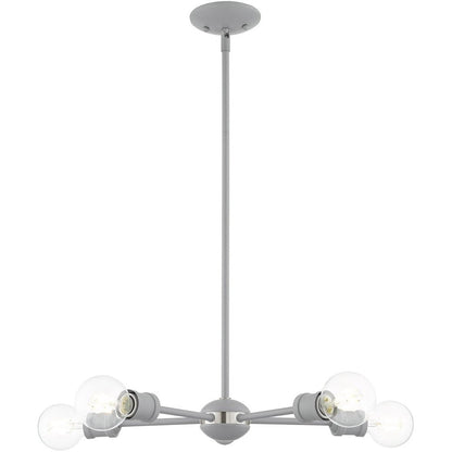 Gray Five Light Metal Dimmable Chandelier With Shades HomeRoots