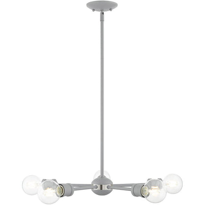 Gray Five Light Metal Dimmable Chandelier With Shades HomeRoots