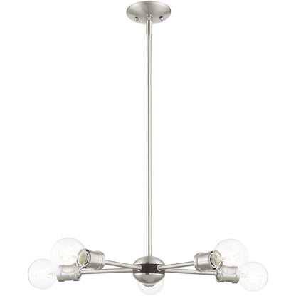 Nickel Five Light Metal Dimmable Chandelier With Shades HomeRoots