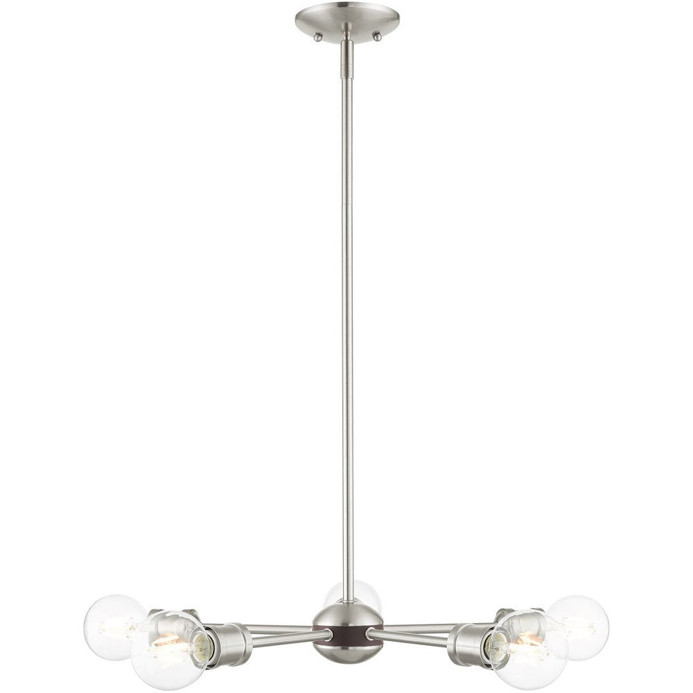 Nickel Five Light Metal Dimmable Chandelier With Shades HomeRoots