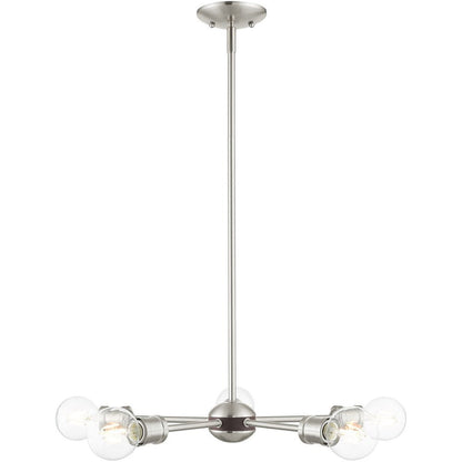Nickel Five Light Metal Dimmable Chandelier With Shades HomeRoots