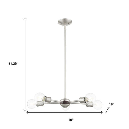 Nickel Five Light Metal Dimmable Chandelier With Shades HomeRoots