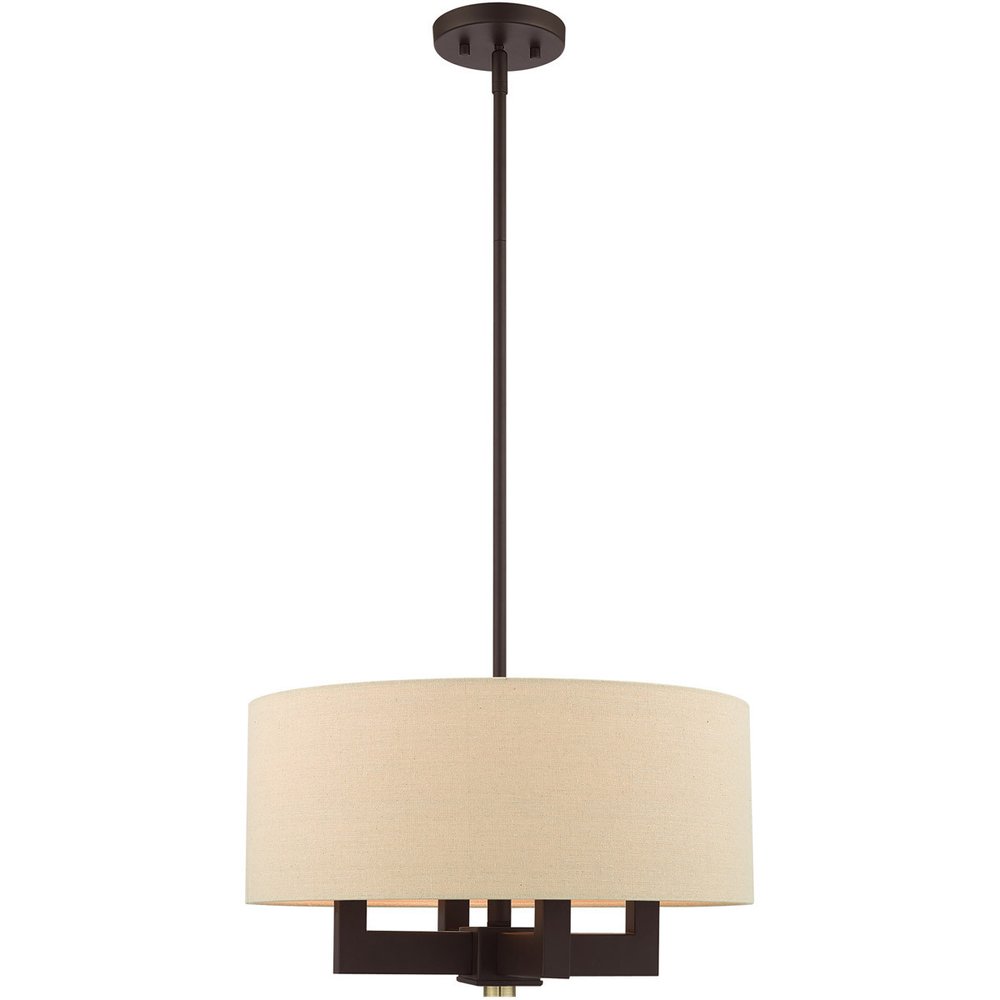 Bronze Four Light Metal Dimmable Chandelier With Shades HomeRoots