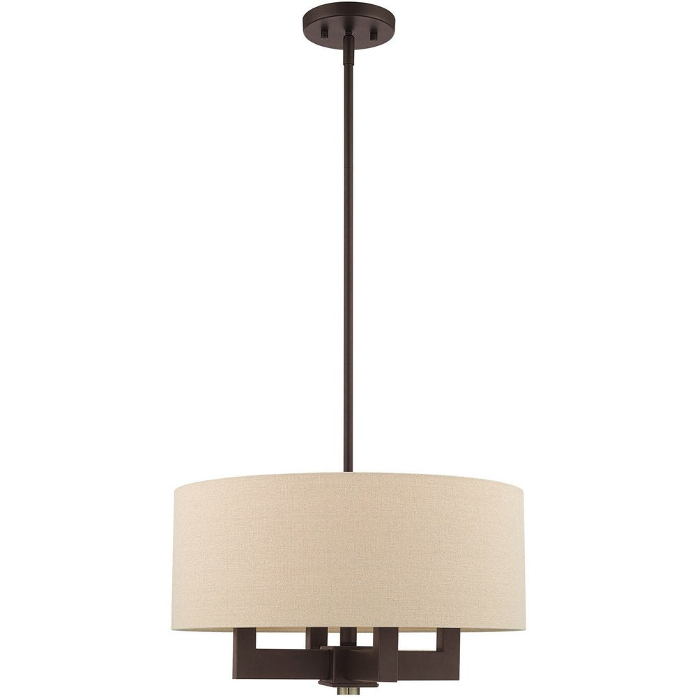 Bronze Four Light Metal Dimmable Chandelier With Shades HomeRoots