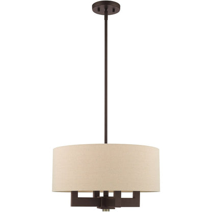 Bronze Four Light Metal Dimmable Chandelier With Shades HomeRoots