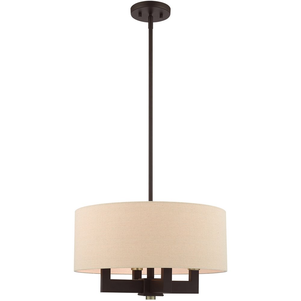 Bronze Four Light Metal Dimmable Chandelier With Shades HomeRoots