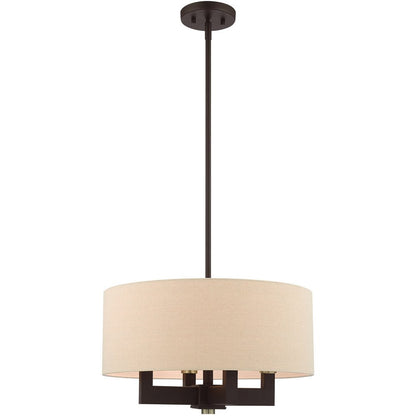 Bronze Four Light Metal Dimmable Chandelier With Shades HomeRoots
