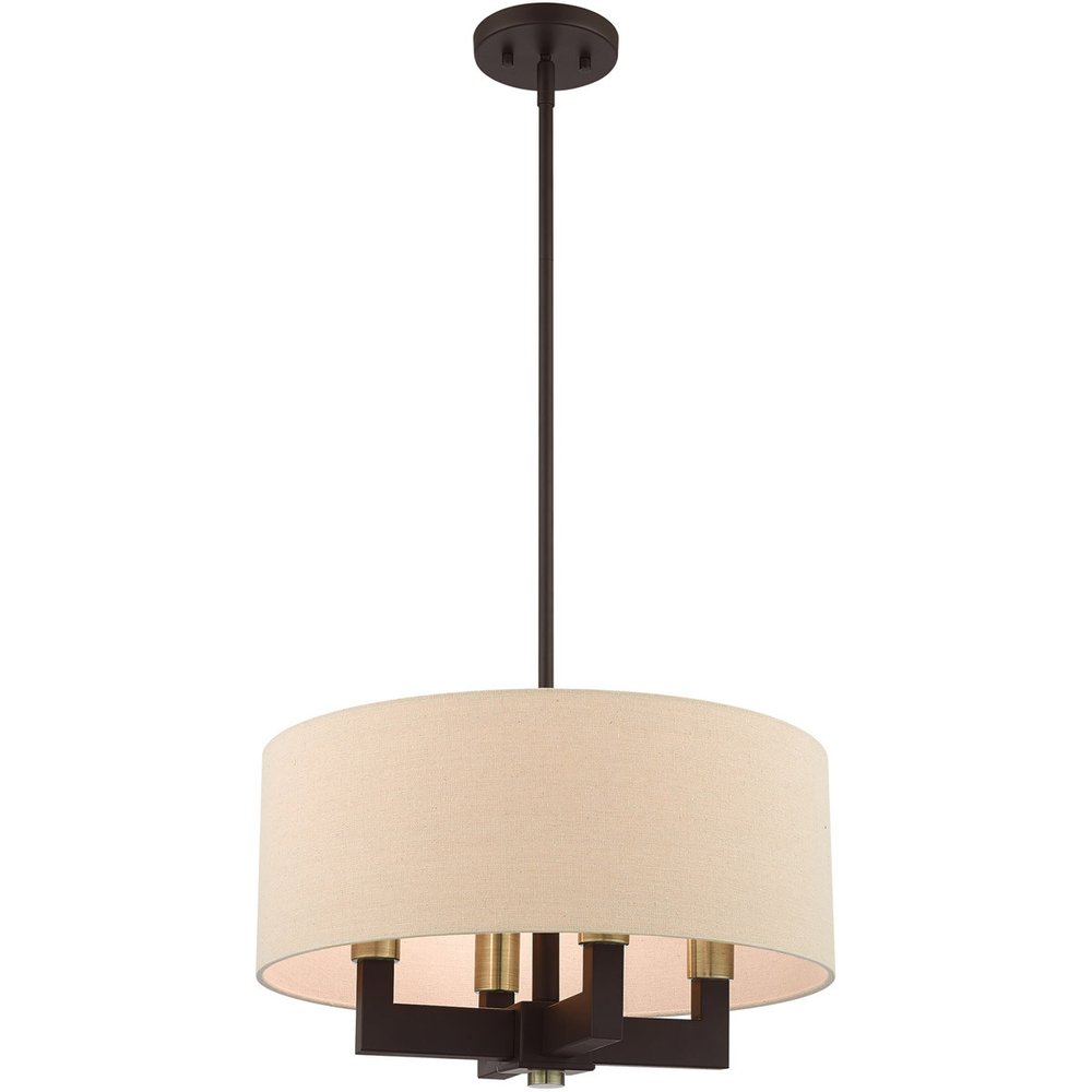 Bronze Four Light Metal Dimmable Chandelier With Shades HomeRoots