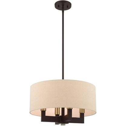 Bronze Four Light Metal Dimmable Chandelier With Shades HomeRoots