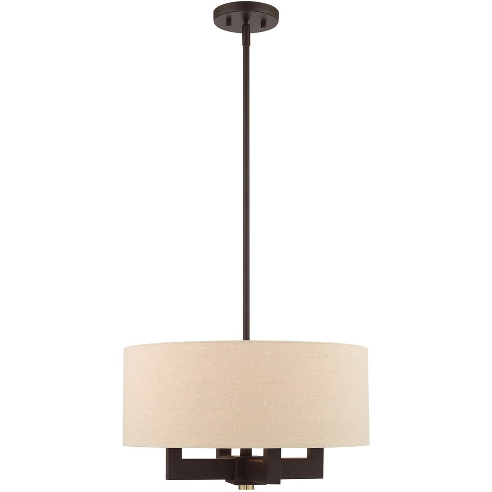 Bronze Four Light Metal Dimmable Chandelier With Shades HomeRoots