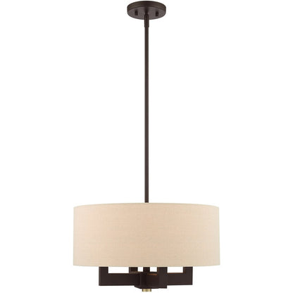 Bronze Four Light Metal Dimmable Chandelier With Shades HomeRoots