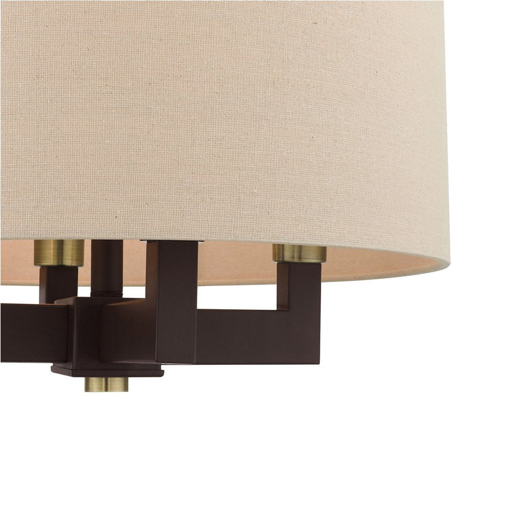 Bronze Four Light Metal Dimmable Chandelier With Shades HomeRoots