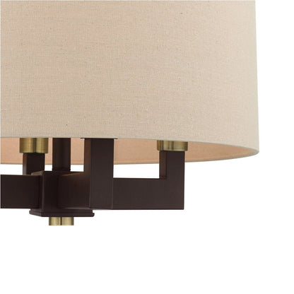 Bronze Four Light Metal Dimmable Chandelier With Shades HomeRoots