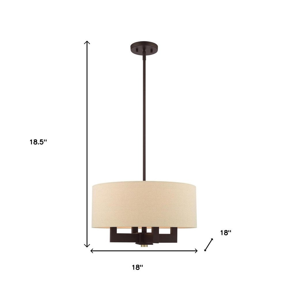Bronze Four Light Metal Dimmable Chandelier With Shades HomeRoots
