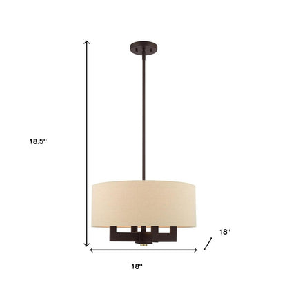 Bronze Four Light Metal Dimmable Chandelier With Shades HomeRoots