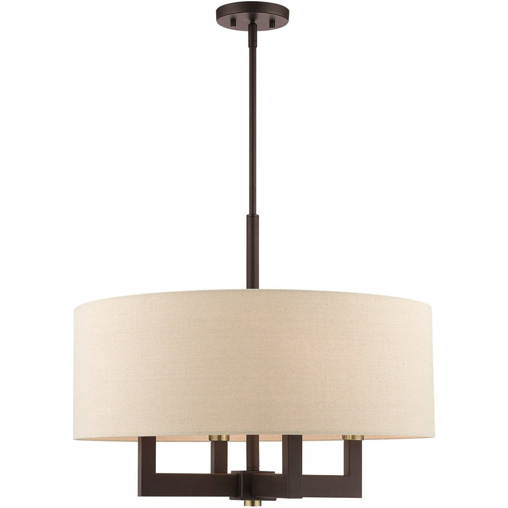 Bronze Four Light Metal Dimmable Chandelier With Shades HomeRoots