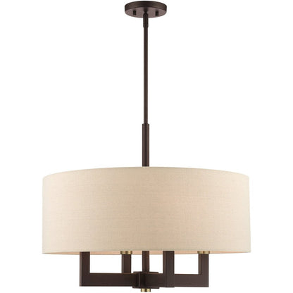 Bronze Four Light Metal Dimmable Chandelier With Shades HomeRoots