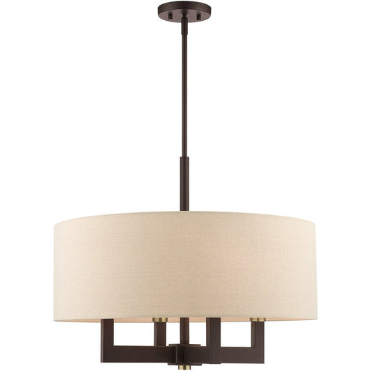 Bronze Four Light Metal Dimmable Chandelier With Shades HomeRoots