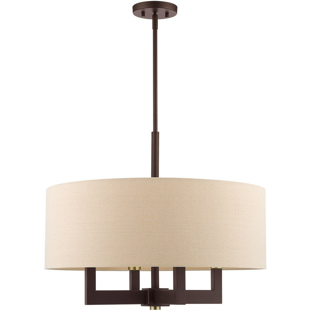 Bronze Four Light Metal Dimmable Chandelier With Shades HomeRoots