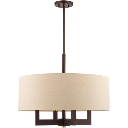 Bronze Four Light Metal Dimmable Chandelier With Shades HomeRoots