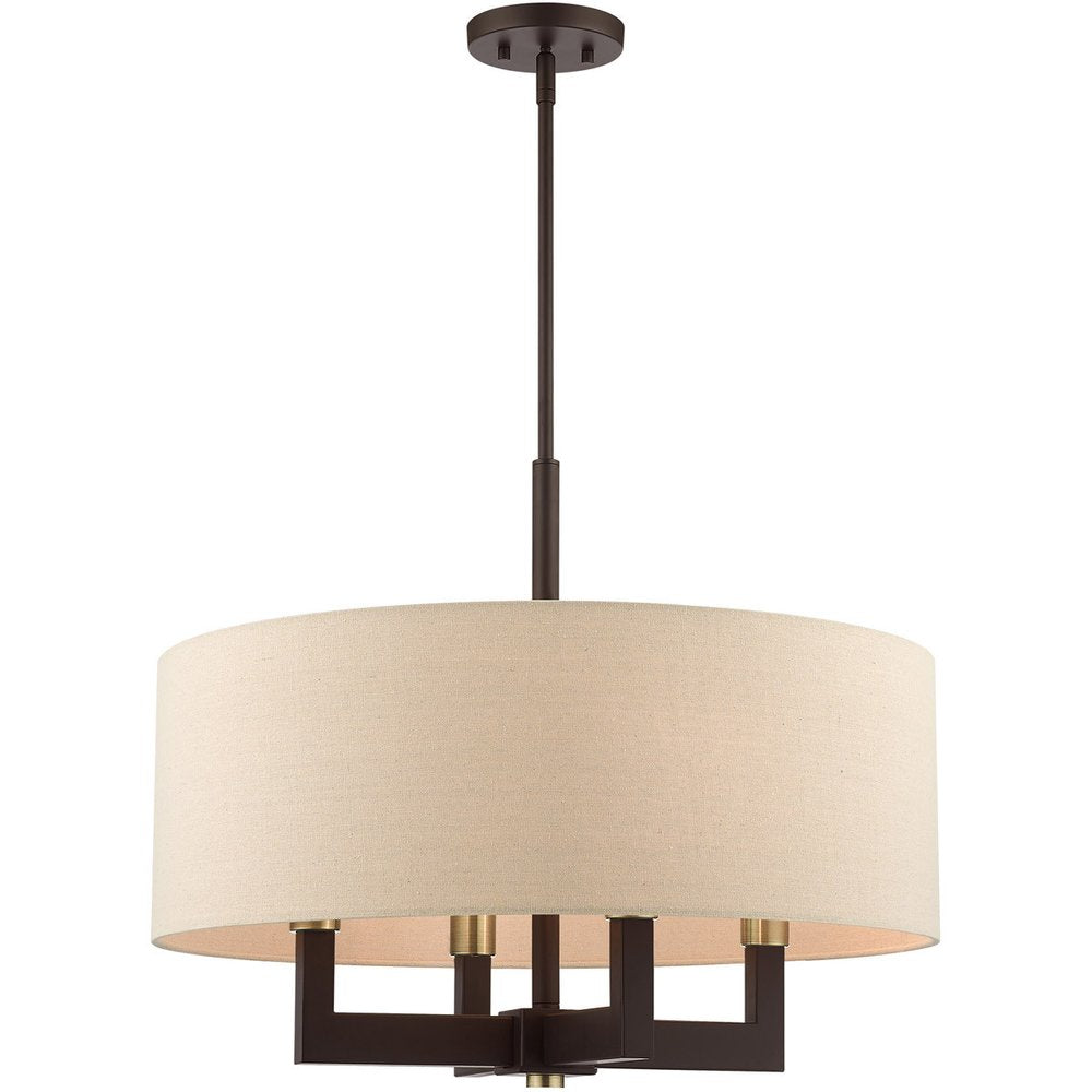 Bronze Four Light Metal Dimmable Chandelier With Shades HomeRoots
