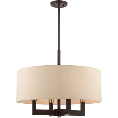 Bronze Four Light Metal Dimmable Chandelier With Shades HomeRoots