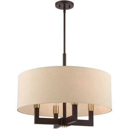 Bronze Four Light Metal Dimmable Chandelier With Shades HomeRoots