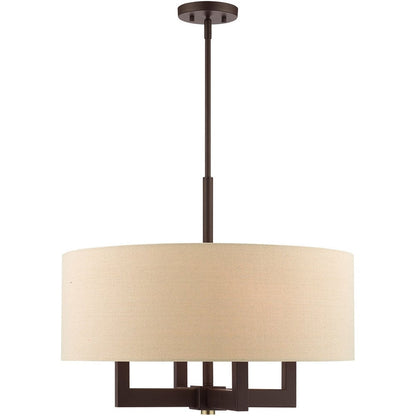 Bronze Four Light Metal Dimmable Chandelier With Shades HomeRoots