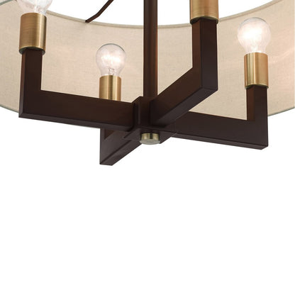 Bronze Four Light Metal Dimmable Chandelier With Shades HomeRoots