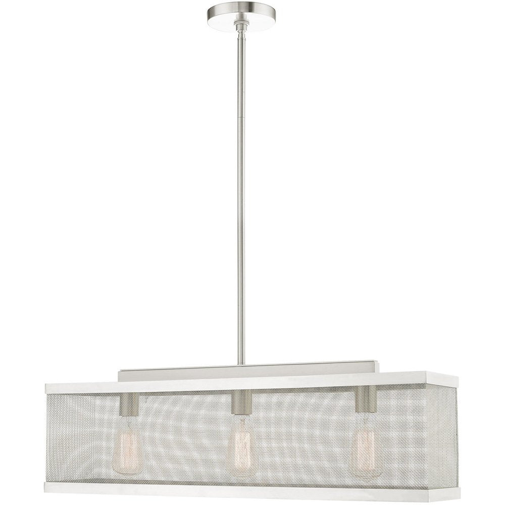 Nickel Three Light Metal Dimmable Chandelier With Shades HomeRoots