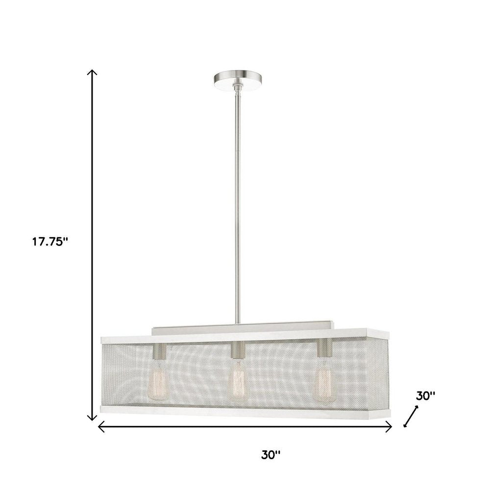 Nickel Three Light Metal Dimmable Chandelier With Shades HomeRoots