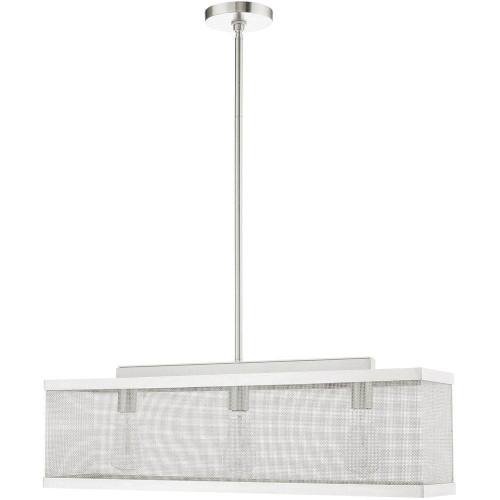 Nickel Three Light Metal Dimmable Chandelier With Shades HomeRoots