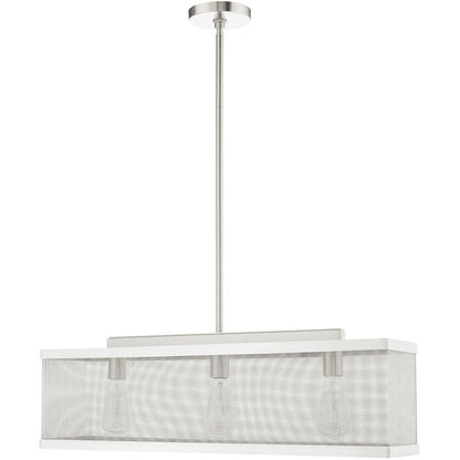 Nickel Three Light Metal Dimmable Chandelier With Shades HomeRoots