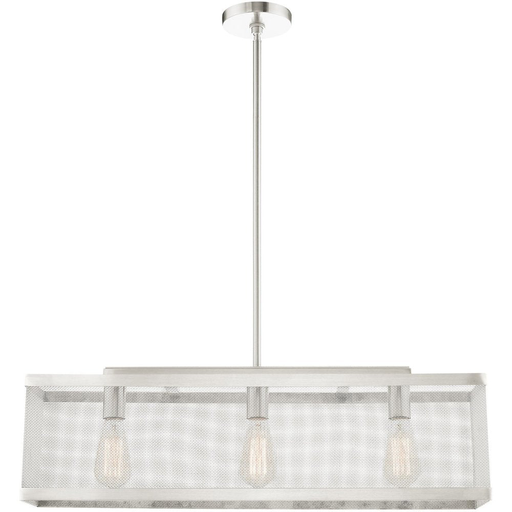 Nickel Three Light Metal Dimmable Chandelier With Shades HomeRoots