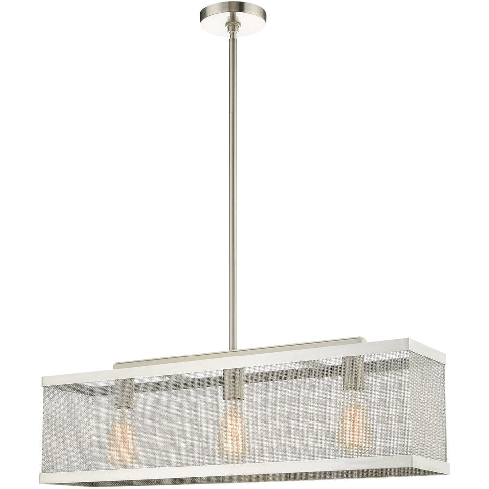Nickel Three Light Metal Dimmable Chandelier With Shades HomeRoots