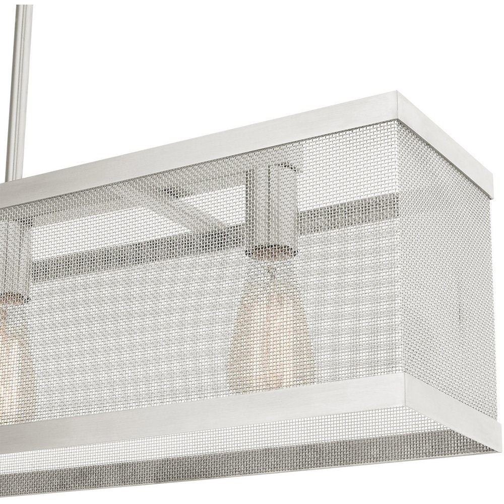 Nickel Three Light Metal Dimmable Chandelier With Shades HomeRoots