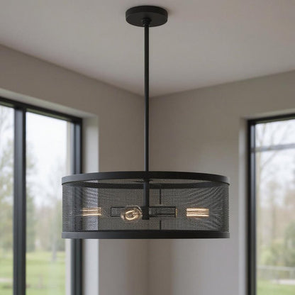 Black Four Light Metal Dimmable Chandelier With Shades HomeRoots
