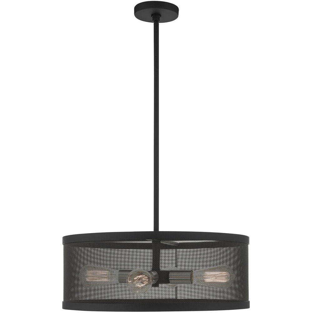 Black Four Light Metal Dimmable Chandelier With Shades HomeRoots
