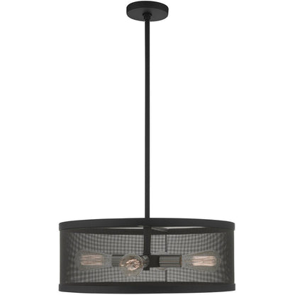 Black Four Light Metal Dimmable Chandelier With Shades HomeRoots