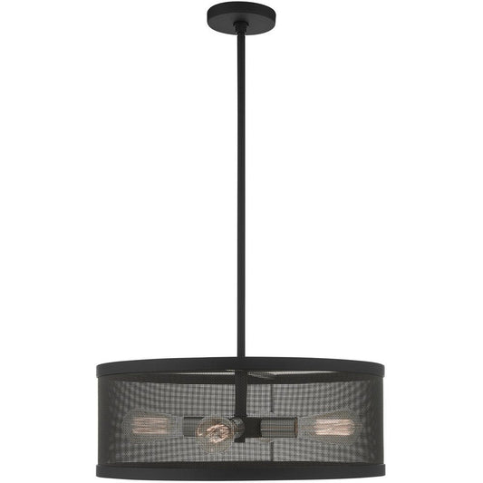 Black Four Light Metal Dimmable Chandelier With Shades HomeRoots