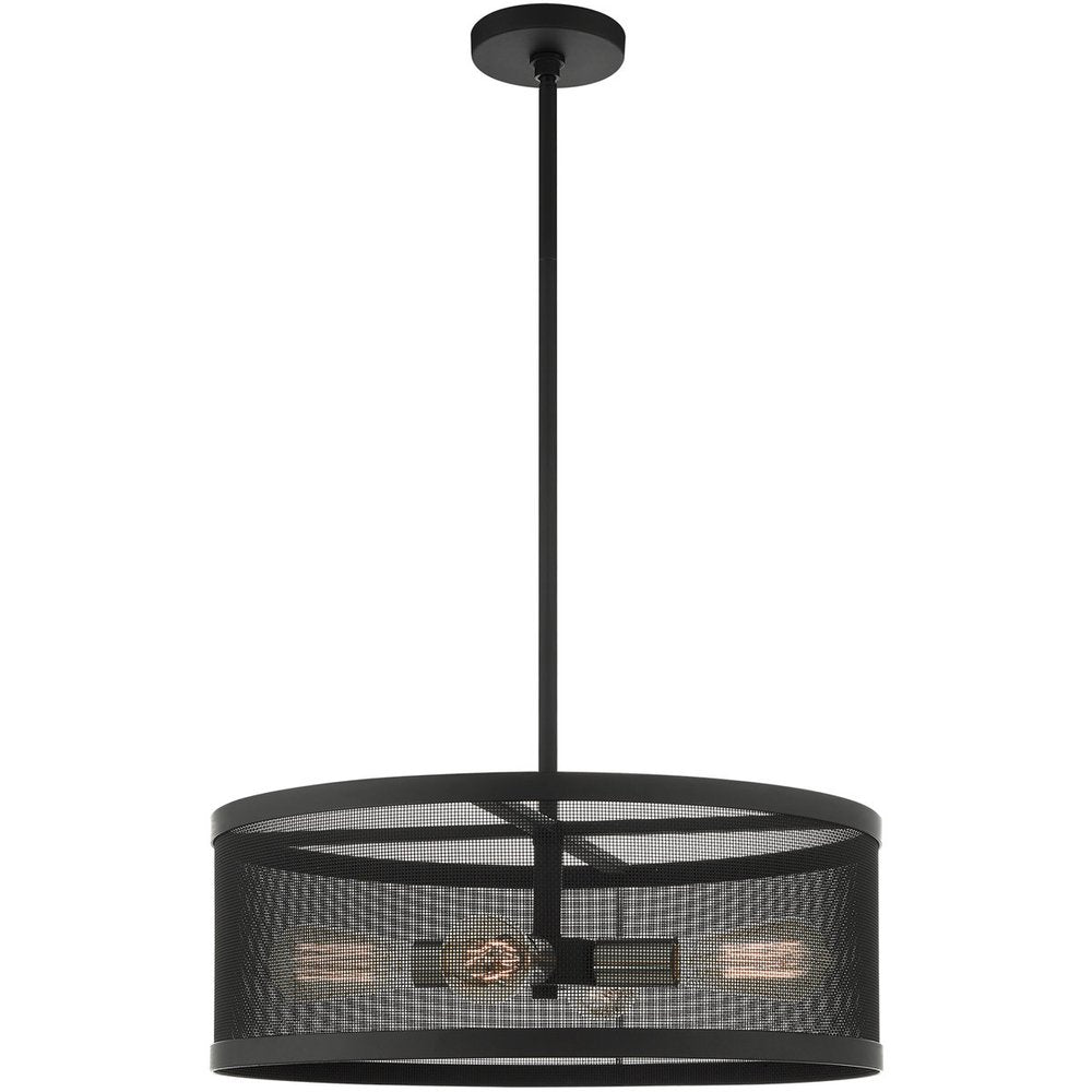 Black Four Light Metal Dimmable Chandelier With Shades HomeRoots