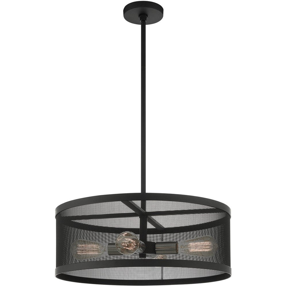 Black Four Light Metal Dimmable Chandelier With Shades HomeRoots