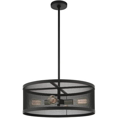 Black Four Light Metal Dimmable Chandelier With Shades HomeRoots