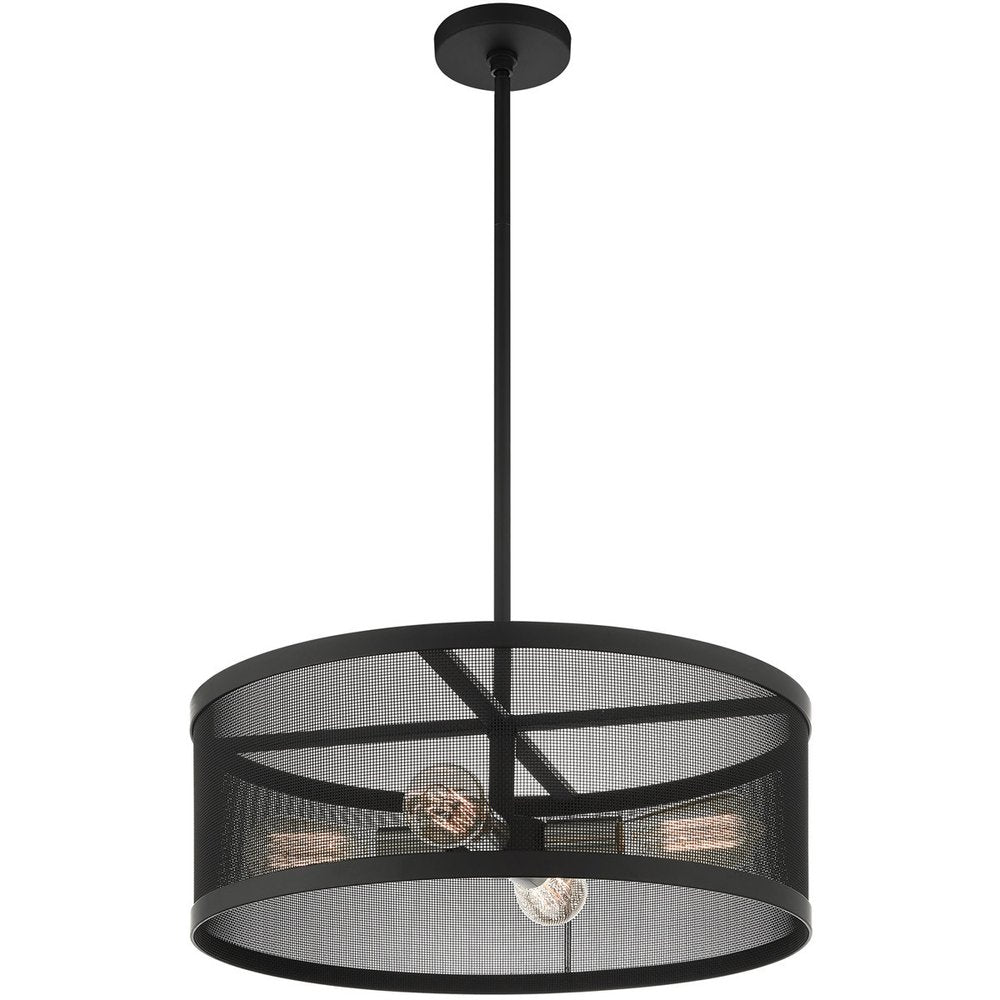 Black Four Light Metal Dimmable Chandelier With Shades HomeRoots