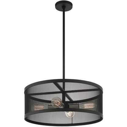 Black Four Light Metal Dimmable Chandelier With Shades HomeRoots