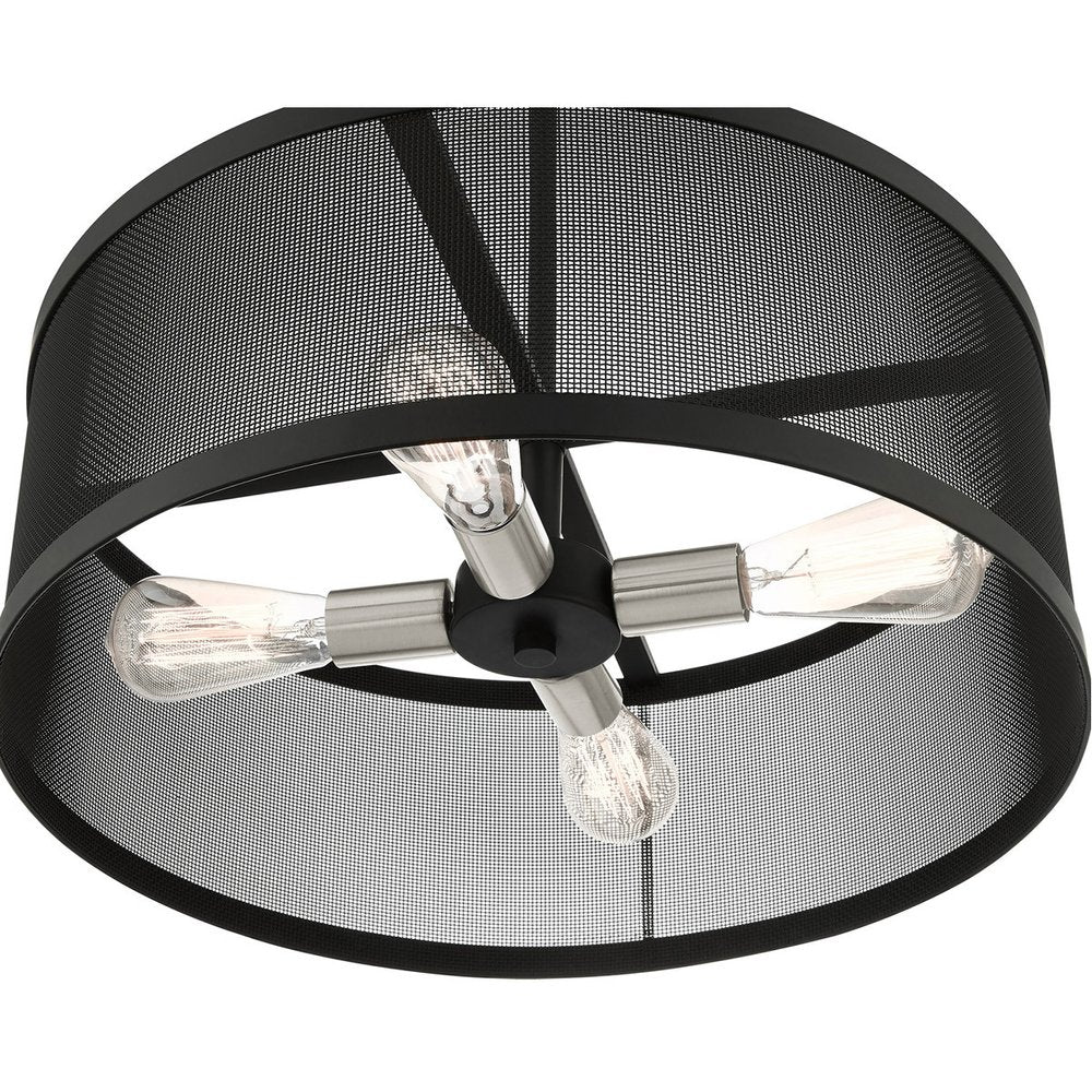 Black Four Light Metal Dimmable Chandelier With Shades HomeRoots