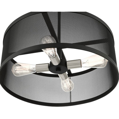Black Four Light Metal Dimmable Chandelier With Shades HomeRoots