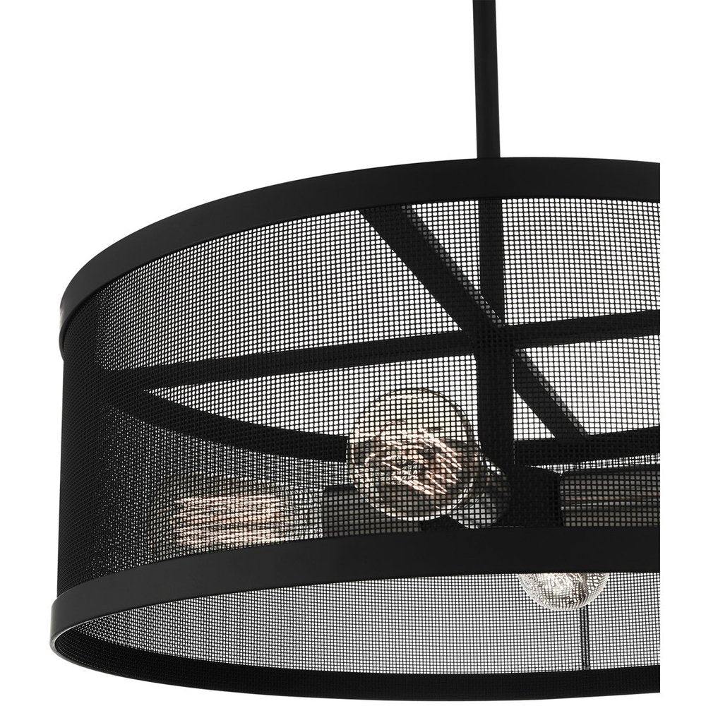 Black Four Light Metal Dimmable Chandelier With Shades HomeRoots
