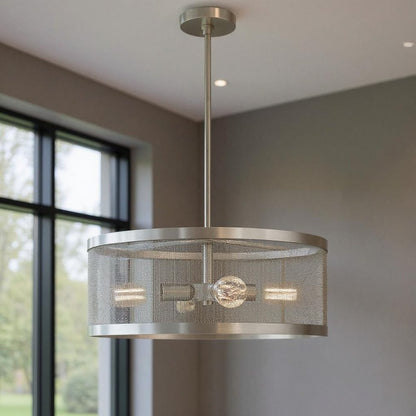 Nickel Four Light Metal Dimmable Chandelier With Shades HomeRoots