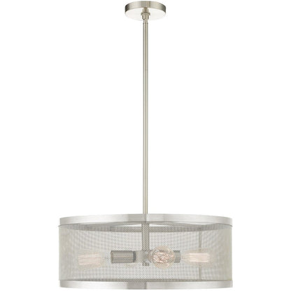 Nickel Four Light Metal Dimmable Chandelier With Shades HomeRoots